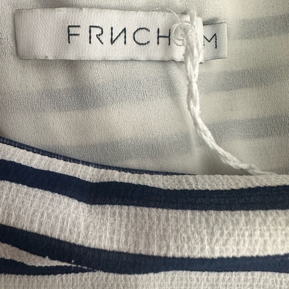 FRNCH sleeveless striped top with faux back buttons size Medium - Picture 12 of 13